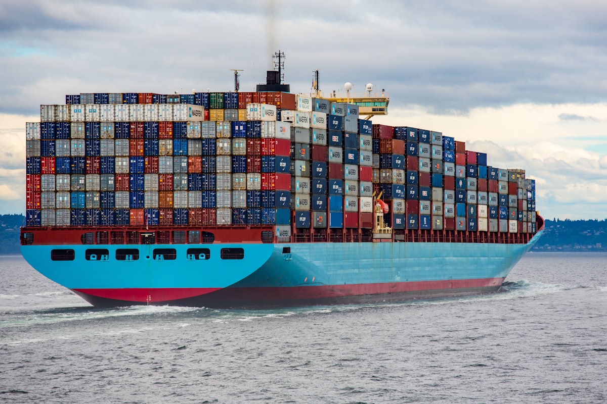 Shipping containers stacked at port